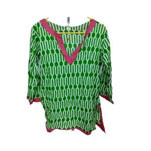 All For Color Green and Pink Cotton Tunic Size M